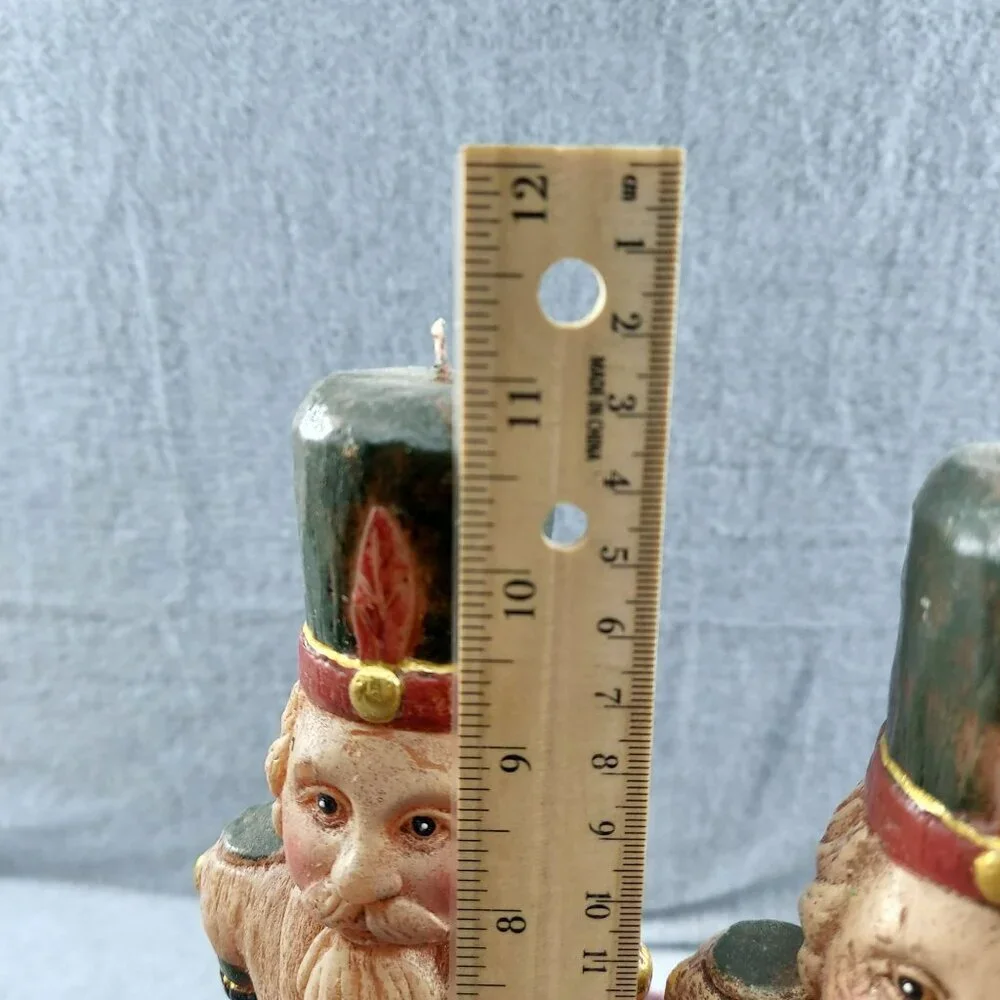 Pottery Barn Vintage Hand-Crafted Nutcracker Soldier Candles Pair